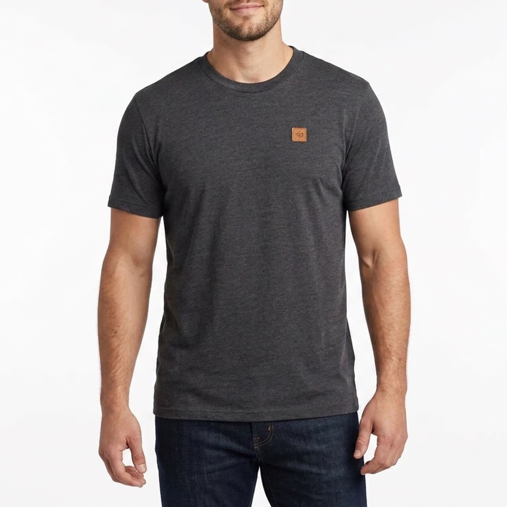Tentree Treeblend Mens XXL Charcoal Heather Grey Short Sleeve T-Shirt Cork Logo